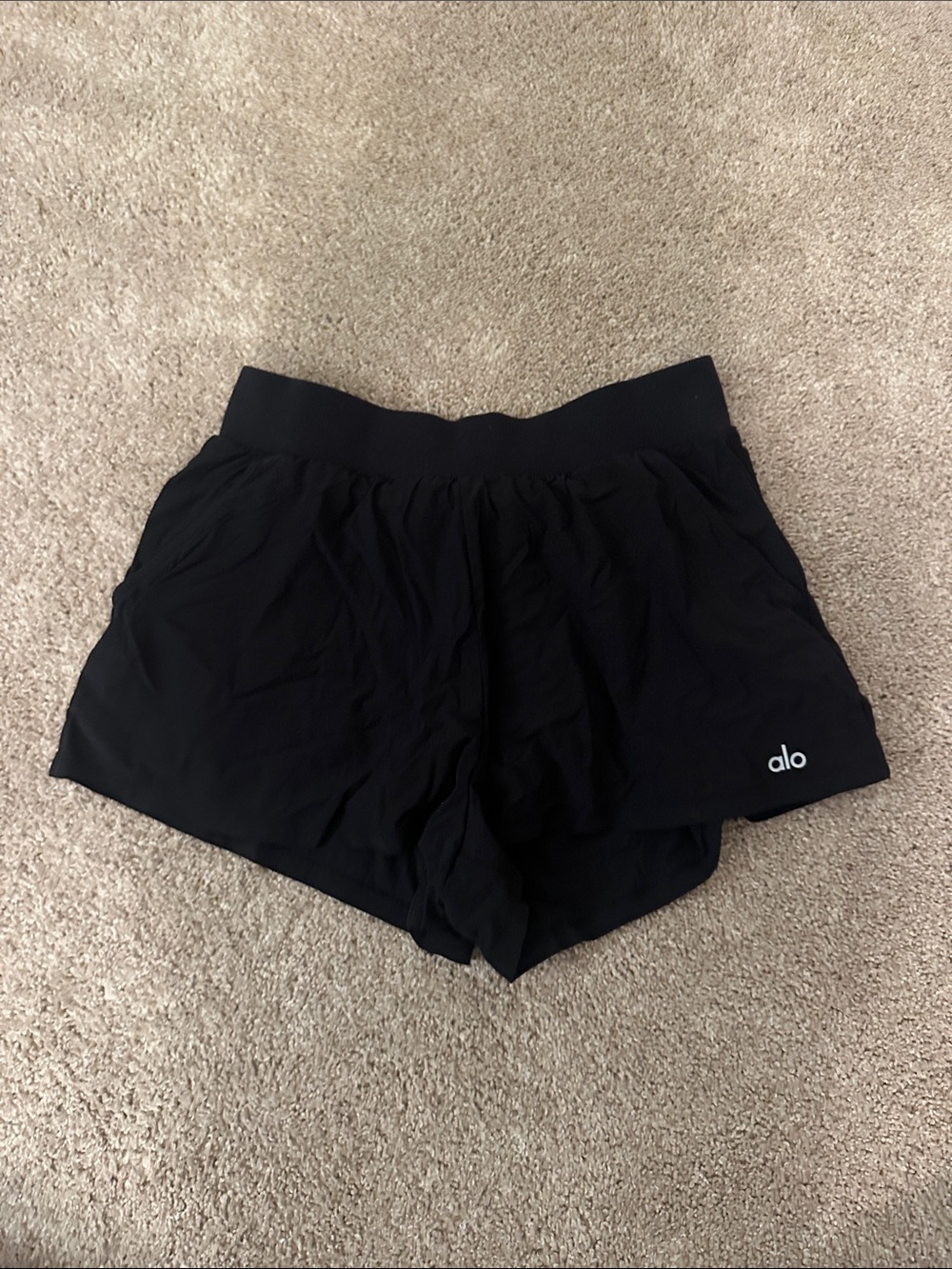 ALO Yoga Black Women's Athletic Shorts with Subtle Logo